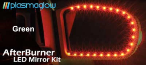 Green Afterburner LED Mirror Accent Kit Fits all mirrors 2 Per Pack Plasmaglow