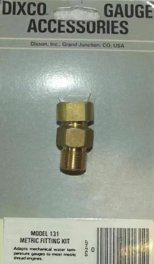 NOS DIXCO 131 Water Temperature Gauge to Metric Adapter Kit - 2 Brass Fittings