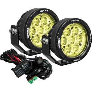 PAIR OF 4.7IN SELECTIVE YELLOW 7 LED CANNON CG2 LIGHTS INCLUDING HARNESS USING D