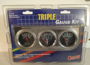TRIPLE GAUGE BLACK FACE OIL PRESSURE WATER TEMP AMP MAKE WAVES SUPERPRO #5015