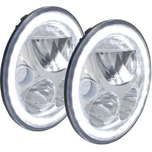 PAIR OF 7" ROUND VX LED HEADLIGHT. BLACK FACE W/ LOW-HIGH-HALO