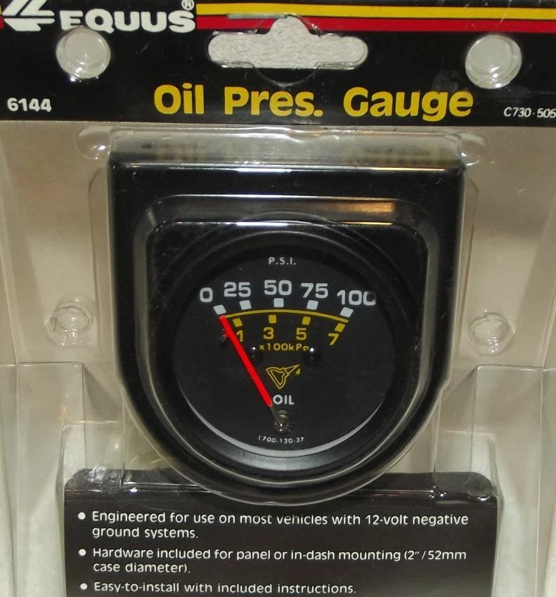 2 Inch Black Mechanical Oil Pressure Gauge Vintage Equus 6144