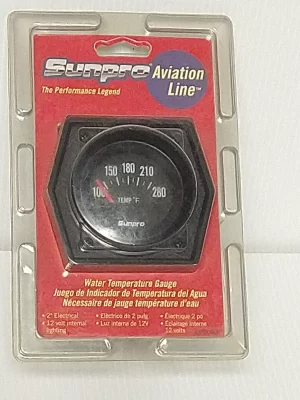 Sunpro 2" Electrical Water Temperature Gauge New Black / Black Bezel CP8083