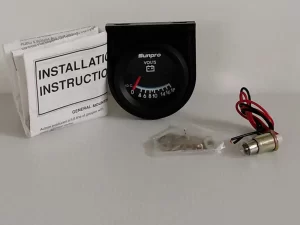 Sunpro 2" Vintage Voltmeter Black / Black Bezel CP7985 OS 0-18V 1990 - New