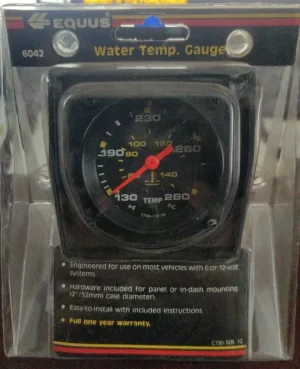 Equus #6042 Aviation style WaterTemputure Gauge2" Black Electric