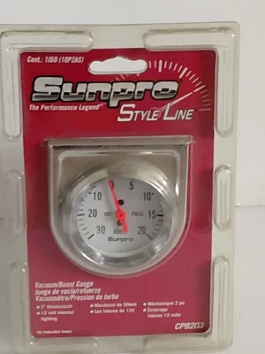 SUNPRO CP8203 Boost Vacuum Gauge 2" Mechanical With Adaptors Tubing 12 V CP 8203