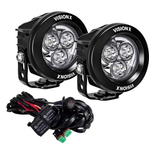 PAIR OF 3.7" 3 LED CANNON CG2 LIGHTS INCLUDING HARNESS