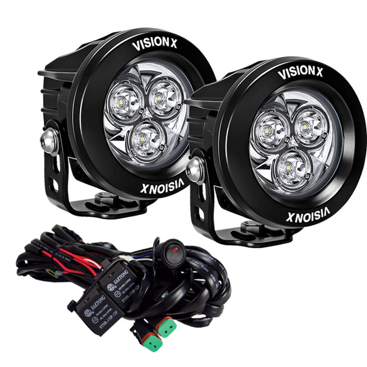 PAIR OF 3.7" 3 LED CANNON CG2 LIGHTS INCLUDING HARNESS