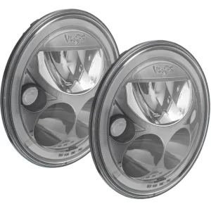 JEEP JK HEADLIGHTS - PAIR OF BLACK CHROME AMBER HALO 7" ROUND VX LED HEADLIGHT